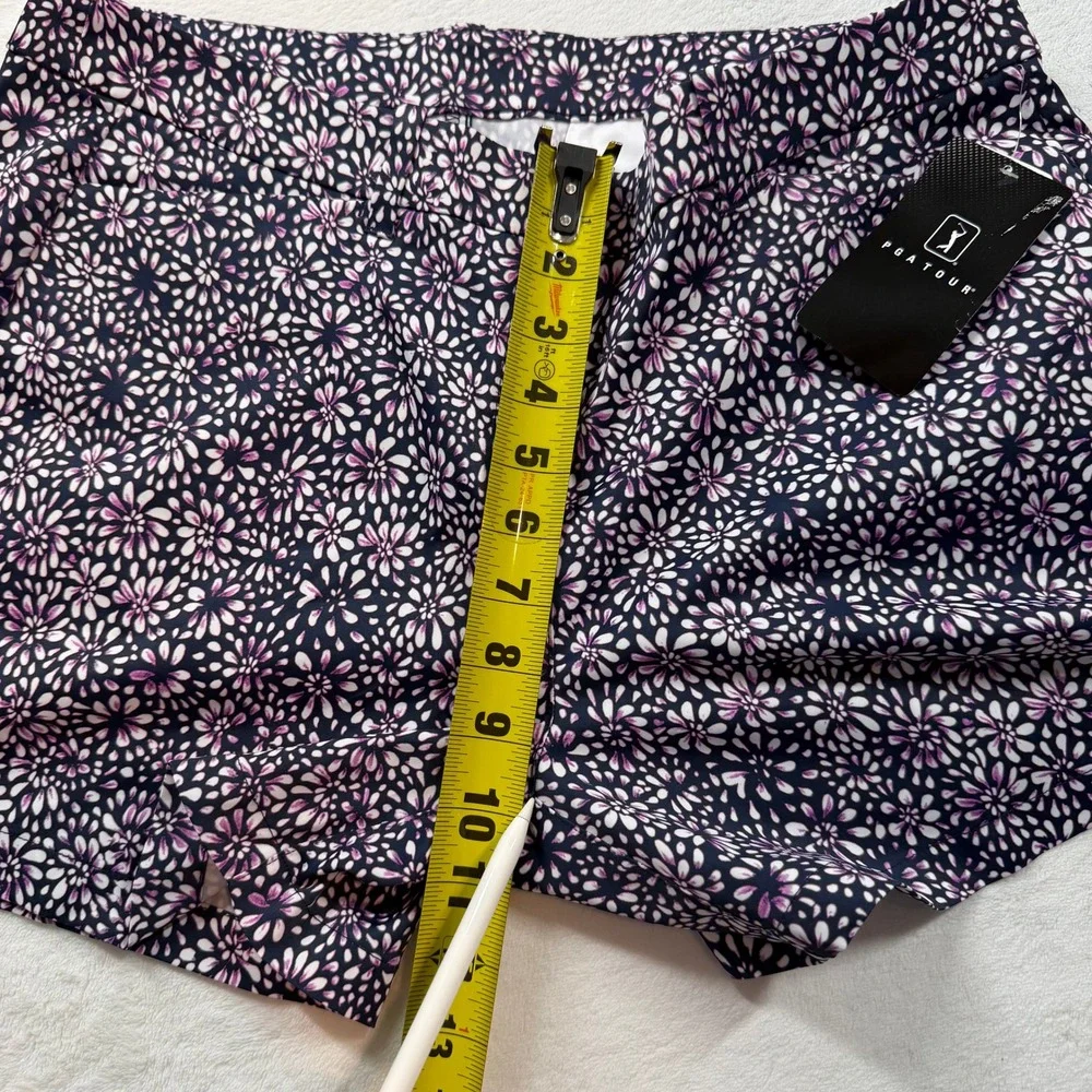 PGA Tour Golf Shorts Womens Size 10 Navy Purple Floral New With Tags Athletic
